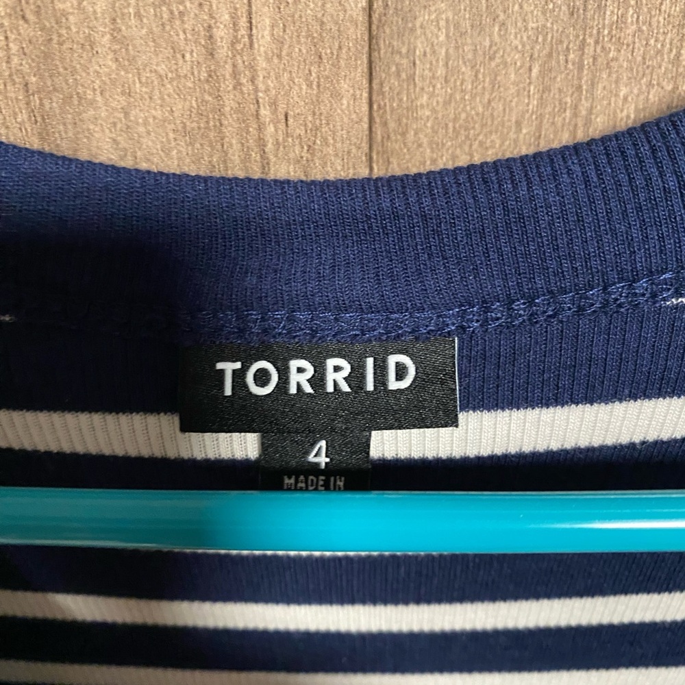 Torrid Navy and White Striped Top - Picture 3 of 5